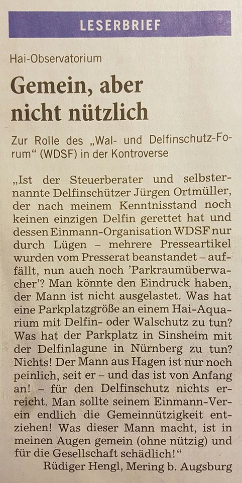 Leserbrief von Rüdiger Hengl am 12.01.2017 in der Rhein-Neckar-Zeitung